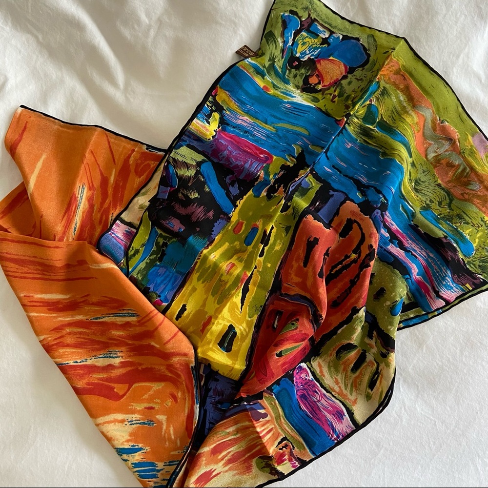 100% Silk Colorful Patterned Scarf